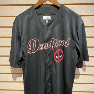 Deadpool baseball style shirt.